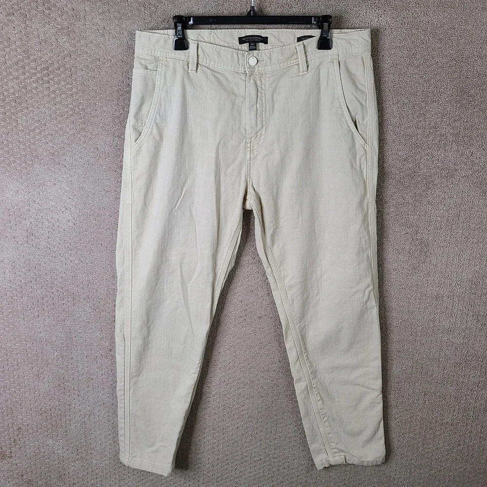 Banana Republic Pants Mens 35S Beige Relaxed Tapered Fit Cotton Casual Chino